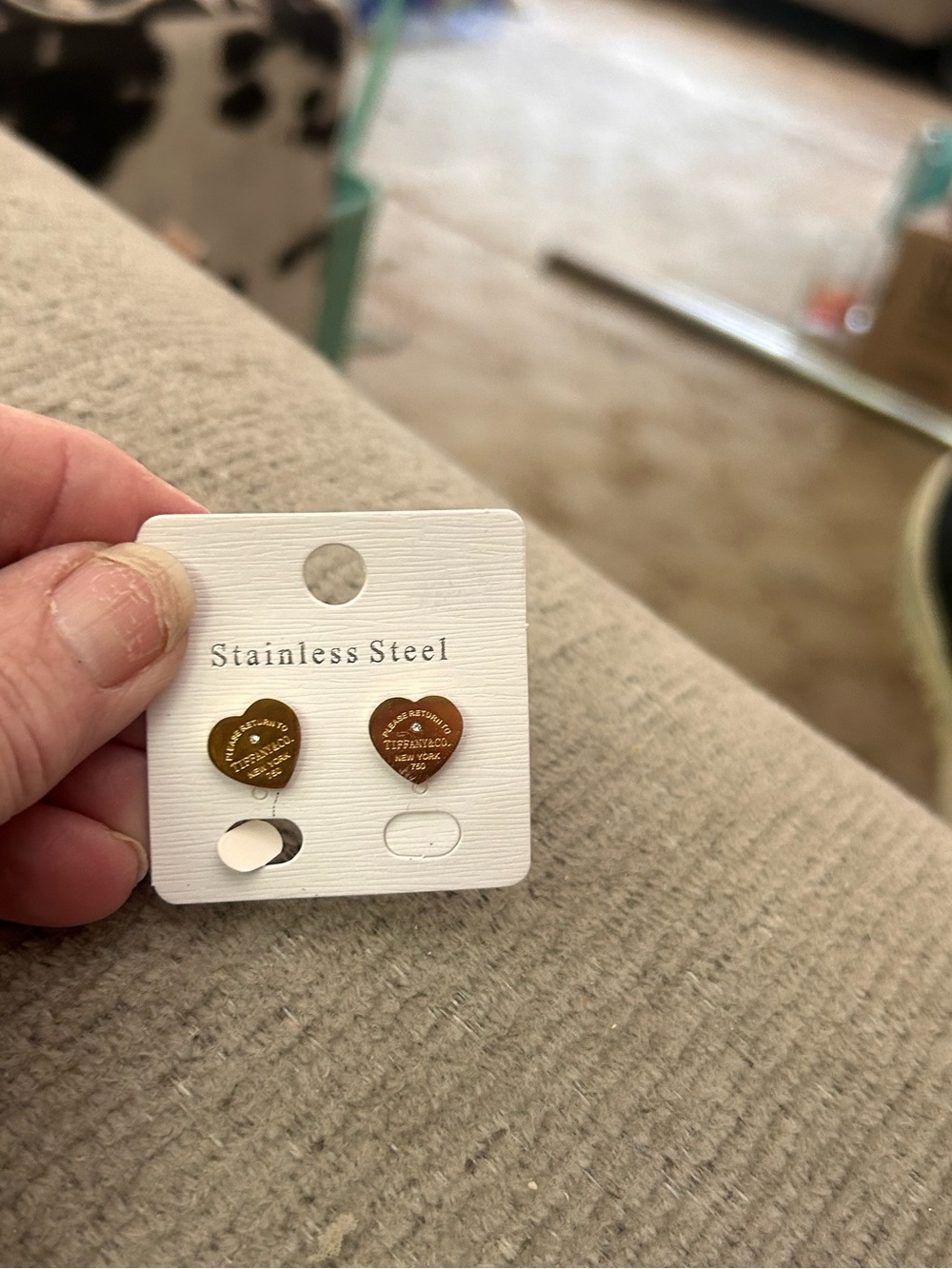 Heart Stud Earrings - Gold Tone Stainless Steel, fashion jewelry, NEW